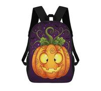 sinyumoney Kids School Backpack 3D Printed Cartoon Halloween Pumpkin with Bats Backpack Rucksack Sports Backpacks For Boys And Girls Fashion Knapsack 17inch