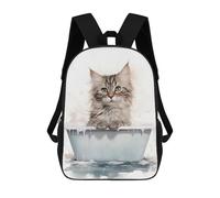 sinyumoney Kids School Backpack 3D Printed Cat Bathtub Backpack Rucksack Sports Backpacks For Boys And Girls Fashion Knapsack 17inch