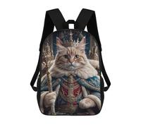 sinyumoney Kids School Backpack 3D Printed Cat King in Royal Attire Backpack Rucksack Sports Backpacks For Boys And Girls Fashion Knapsack 17inch