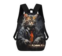 sinyumoney Kids School Backpack 3D Printed Cat Playing Chess Painting Backpack Rucksack Sports Backpacks For Boys And Girls Fashion Knapsack 17inch