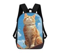 sinyumoney Kids School Backpack 3D Printed Cat Sunny Day Backpack Rucksack Sports Backpacks For Boys And Girls Fashion Knapsack 17inch