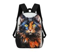 sinyumoney Kids School Backpack 3D Printed Cat Watercolor Art Backpack Rucksack Sports Backpacks For Boys And Girls Fashion Knapsack 17inch