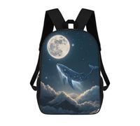 sinyumoney Kids School Backpack 3D Printed Celestial Whale in Starry Night Sky Backpack Rucksack Sports Backpacks for Boys And Girls Fashion Knapsack 17inch