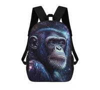 sinyumoney Kids School Backpack 3D Printed Chimpanzee in Space-2 17 Inch Backpack Rucksack Sports Backpacks for Boys And Girls Fashion Knapsack