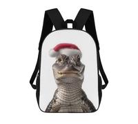 sinyumoney Kids School Backpack 3D Printed Christmas Alligator with Santa Hat Backpack Rucksack Sports Backpacks For Boys And Girls Fashion Knapsack 17inch