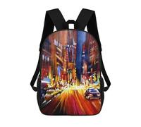 sinyumoney Kids School Backpack 3D Printed City Street at Night Backpack Rucksack Sports Backpacks For Boys And Girls Fashion Knapsack 17inch