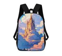 sinyumoney Kids School Backpack 3D Printed Cloudy Castle Backpack Rucksack Sports Backpacks For Boys And Girls Fashion Knapsack 17inch