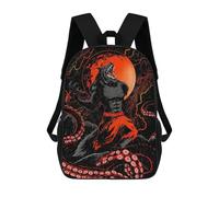 sinyumoney Kids School Backpack 3D Printed Color Art Werewolf Backpack Rucksack Sports Backpacks For Boys And Girls Fashion Knapsack 17inch