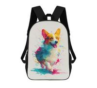 sinyumoney Kids School Backpack 3D Printed Colorful Corgi Dog Watercolor Painting Backpack Rucksack Sports Backpacks For Boys And Girls Fashion Knapsack 17inch