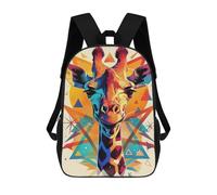 sinyumoney Kids School Backpack 3D Printed Colorful Giraffe Portrait with Geometric Background 17 Inch Backpack Rucksack Sports Backpacks for Boys And Girls Fashion Knapsack