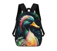 sinyumoney Kids School Backpack 3D Printed Colorful Mallard Duck Portrait Backpack Rucksack Sports Backpacks for Boys And Girls Fashion Knapsack 17inch
