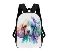 sinyumoney Kids School Backpack 3D Printed Colorful Watercolor Dog Portrait Backpack Rucksack Sports Backpacks For Boys And Girls Fashion Knapsack 17inch