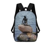 sinyumoney Kids School Backpack 3D Printed COPENHAGEN Backpack Rucksack Sports Backpacks for Boys And Girls Fashion Knapsack 17inch