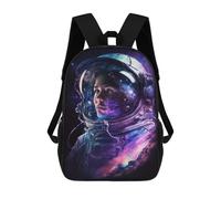 sinyumoney Kids School Backpack 3D Printed Cosmic Astronaut Portrait-3 17 Inch Backpack Rucksack Sports Backpacks for Boys And Girls Fashion Knapsack