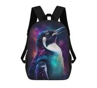 sinyumoney Kids School Backpack 3D Printed Cosmic Penguin Art Print-1 17 Inch Backpack Rucksack Sports Backpacks for Boys And Girls Fashion Knapsack