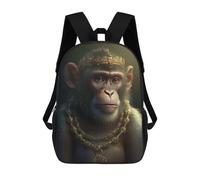 sinyumoney Kids School Backpack 3D Printed Crowned Golden Monkey Backpack Rucksack Sports Backpacks for Boys And Girls Fashion Knapsack 17inch