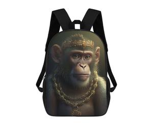 sinyumoney Kids School Backpack 3D Printed Crowned Golden Monkey Backpack Rucksack Sports Backpacks for Boys And Girls Fashion Knapsack 17inch