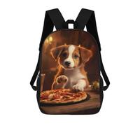 sinyumoney Kids School Backpack 3D Printed Cute Dog Puppy Pizza Food Backpack Rucksack Sports Backpacks for Boys And Girls Fashion Knapsack 17inch