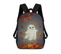 sinyumoney Kids School Backpack 3D Printed Cute Ghost in Autumn Leaves Backpack Rucksack Sports Backpacks For Boys And Girls Fashion Knapsack 17inch