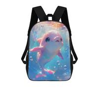 sinyumoney Kids School Backpack 3D Printed Cute Pink Dolphin Underwater Backpack Rucksack Sports Backpacks For Boys And Girls Fashion Knapsack 17inch