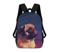 sinyumoney Kids School Backpack 3D Printed Cute Pug Dog Pixel Art Backpack Rucksack Sports Backpacks For Boys And Girls Fashion Knapsack 17inch