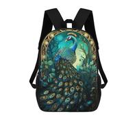 sinyumoney Kids School Backpack 3D Printed Cute Travel Bags Abstract Peacock Kintsugi Children Outdoor Casual Daypack Backpacks for Girls Women 17inch