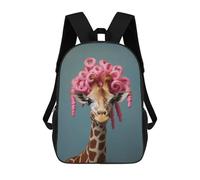 sinyumoney Kids School Backpack 3D Printed Cute Travel Bags An Anthropomorphic Giraffe Children Outdoor Casual Daypack Backpacks for Girls Women 17inch