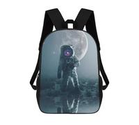 sinyumoney Kids School Backpack 3D Printed Cute Travel Bags Astronaut on An Alien Moon Children Outdoor Casual Daypack Backpacks for Girls Women 17inch