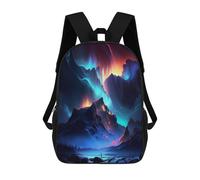 sinyumoney Kids School Backpack 3D Printed Cute Travel Bags Aurora Mountain Landscape -1 Children Outdoor Casual Daypack Backpacks for Girls Women 17inch
