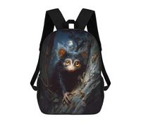 sinyumoney Kids School Backpack 3D Printed Cute Travel Bags Aye-aye Lemur in The Night Forest Children Outdoor Casual Daypack Backpacks for Girls Women 17inch