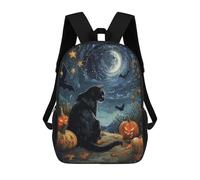 sinyumoney Kids School Backpack 3D Printed Cute Travel Bags Black Cat Halloween Night Children Outdoor Casual Daypack Backpacks for Girls Women 17inch