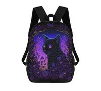 sinyumoney Kids School Backpack 3D Printed Cute Travel Bags Black Light Cat 15 Children Outdoor Casual Daypack Backpacks for Girls Women 17inch
