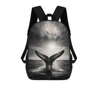 sinyumoney Kids School Backpack 3D Printed Cute Travel Bags Breaching Whale Children Outdoor Casual Daypack Backpacks for Girls Women 17inch