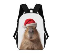 sinyumoney Kids School Backpack 3D Printed Cute Travel Bags Capybara Christmas Portrait Children Outdoor Casual Daypack Backpacks for Girls Women 17inch