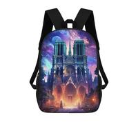 sinyumoney Kids School Backpack 3D Printed Cute Travel Bags Cathedral Notre Dame Paris Children Outdoor Casual Daypack Backpacks for Girls Women 17inch