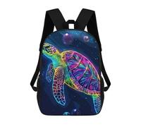 sinyumoney Kids School Backpack 3D Printed Cute Travel Bags Colorful Sea Turtle in Deep Blue Children Outdoor Casual Daypack Backpacks for Girls Women 17inch
