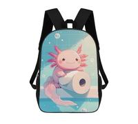 sinyumoney Kids School Backpack 3D Printed Cute Travel Bags Cute Axolotl with Toilet Paper Roll Children Outdoor Casual Daypack Backpacks for Girls Women 17inch
