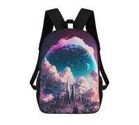 sinyumoney Kids School Backpack 3D Printed Cute Travel Bags Distant Future Cityscape Children Outdoor Casual Daypack Backpacks for Girls Women 17inch