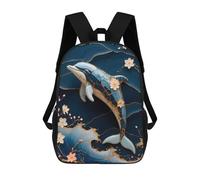 sinyumoney Kids School Backpack 3D Printed Cute Travel Bags Dolphin Kintsugi Art Children Outdoor Casual Daypack Backpacks for Girls Women 17inch