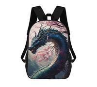 sinyumoney Kids School Backpack 3D Printed Cute Travel Bags Dragon Amidst Cherry Blossoms -10 Children Outdoor Casual Daypack Backpacks for Girls Women 17inch