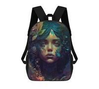 sinyumoney Kids School Backpack 3D Printed Cute Travel Bags Enchanted Forest Portrait -2 Children Outdoor Casual Daypack Backpacks for Girls Women 17inch