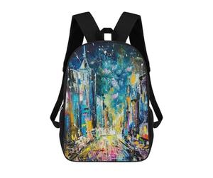 sinyumoney Kids School Backpack 3D Printed Cute Travel Bags Evening on Fifth Avenue Children Outdoor Casual Daypack Backpacks for Girls Women 17inch