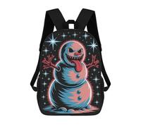 sinyumoney Kids School Backpack 3D Printed Cute Travel Bags Evil Snowman with Stars Children Outdoor Casual Daypack Backpacks for Girls Women 17inch
