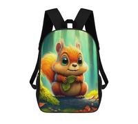 sinyumoney Kids School Backpack 3D Printed Cute Travel Bags Forest Squirrel with Leaf Children Outdoor Casual Daypack Backpacks for Girls Women 17inch
