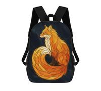 sinyumoney Kids School Backpack 3D Printed Cute Travel Bags Fox Stained Glass Style Digital Art Children Outdoor Casual Daypack Backpacks for Girls Women 17inch