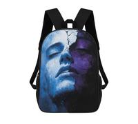 sinyumoney Kids School Backpack 3D Printed Cute Travel Bags Fractured Duality - Surreal Portrait of Light And Shadow Children Outdoor Casual Daypack Backpacks for Girls Women 17inch