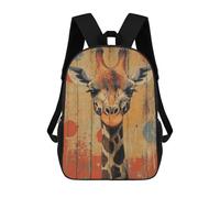 sinyumoney Kids School Backpack 3D Printed Cute Travel Bags Giraffe Portrait on Wood Panel Whimsical Wildlife Art Children Outdoor Casual Daypack Backpacks for Girls Women 17inch