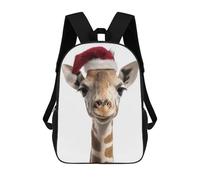 sinyumoney Kids School Backpack 3D Printed Cute Travel Bags Giraffe Wearing Santa Hat Children Outdoor Casual Daypack Backpacks for Girls Women 17inch
