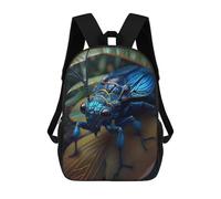 sinyumoney Kids School Backpack 3D Printed Cute Travel Bags Glowing Beetle on Leaf Children Outdoor Casual Daypack Backpacks for Girls Women 17inch