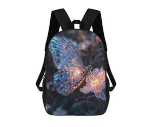 sinyumoney Kids School Backpack 3D Printed Cute Travel Bags Glowing Butterfly on Flower Children Outdoor Casual Daypack Backpacks for Girls Women 17inch